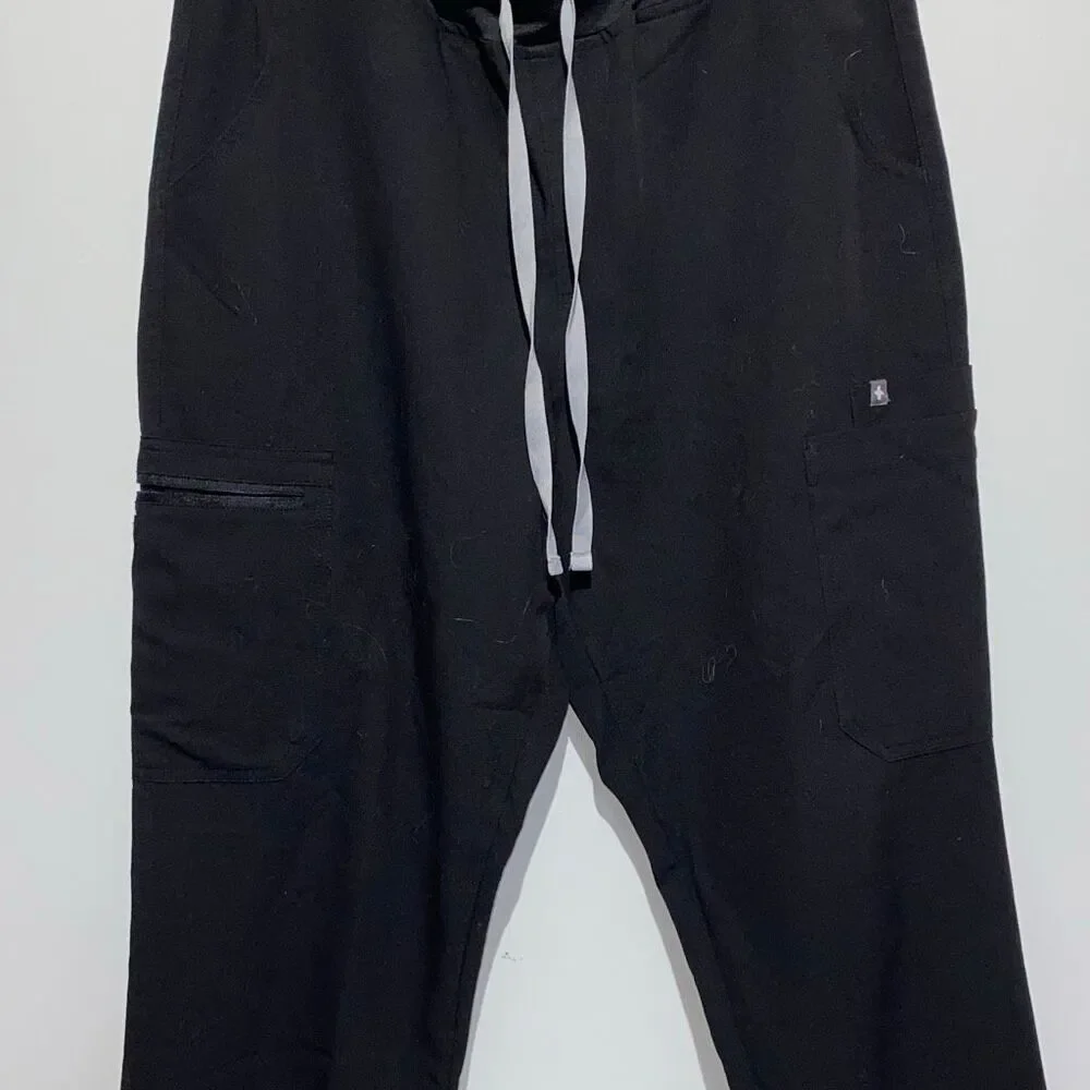 FIGS Men's Black Technical Medical Drawstring Cargo Stretch Scrub Pants‎ Large